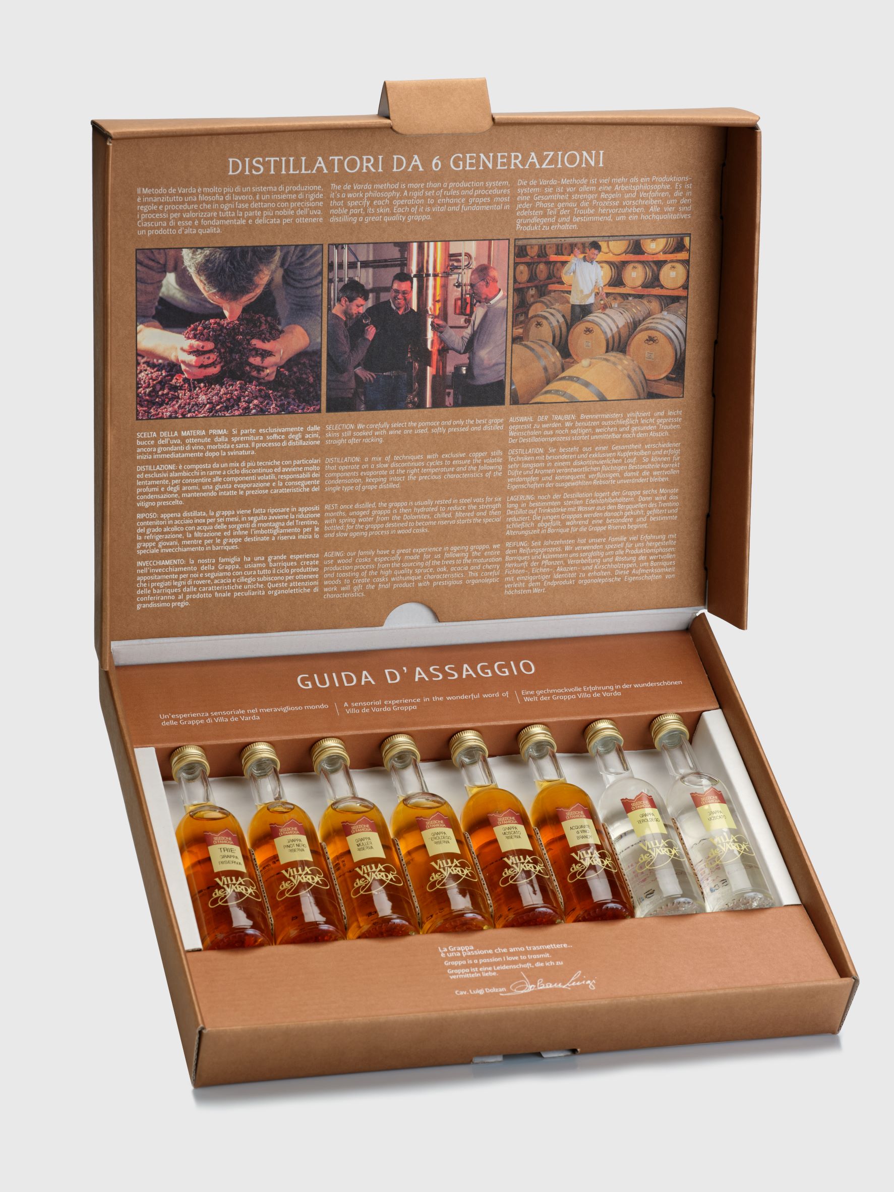 Geschenk-Box  GUIDA D´ASSAGGIO 8* 0,05l 40% vol. - in GP - (NB) Geschenk-Box  GUIDA D´ASSAGGIO 8* 0,05l 40% vol. - in GP - (NB)